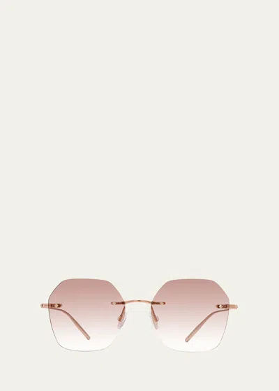Barton Perreira Rhona Rimless Rose Gold Titanium Square Sunglasses