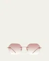 Barton Perreira Rhona Rimless Rose Gold Titanium Square Sunglasses In Rhonda (rimless) Rose Gold / Chai (ar)
