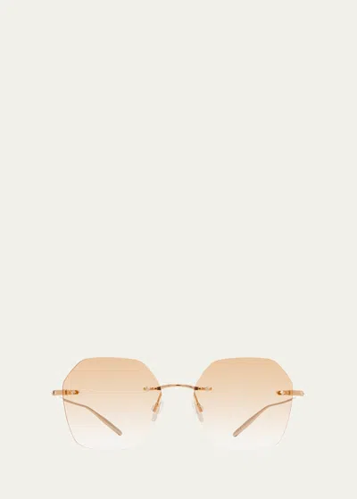 Barton Perreira Rhonda Rimless Gold Titanium Square Sunglasses