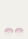 BARTON PERREIRA RHONDA ROSE GOLD TITANIUM & ACETATE SQUARE SUNGLASSES