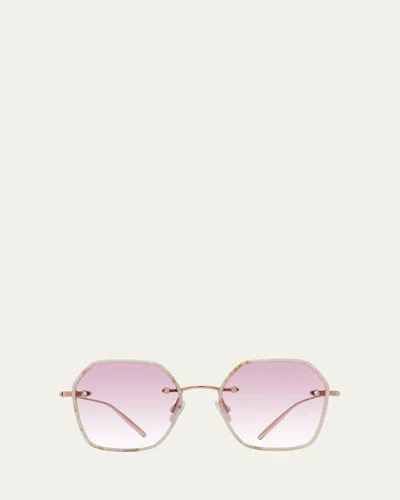 Barton Perreira Rhonda Rose Gold Titanium & Acetate Square Sunglasses In Rhonda (rimless) Rose Gold / Tusk / Rose (ar)