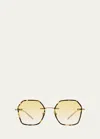 BARTON PERREIRA RHONDA TORTOISE TITANIUM & ACETATE SQUARE SUNGLASSES