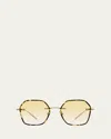 Barton Perreira Rhonda Tortoise Titanium & Acetate Square Sunglasses In Rhonda (rimless) Gold / Heroine Chic / Citron (ar)