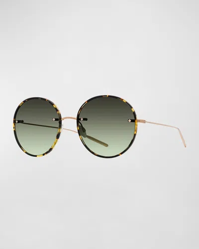 Barton Perreira Rigby Havana Titanium & Acetate Round Sunglasses In Brown