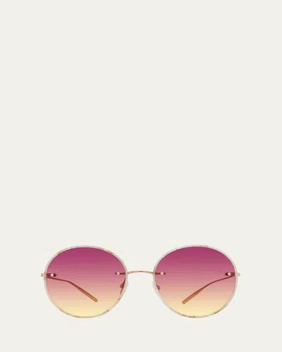 Barton Perreira Rigby Rose Gold Titanium & Acetate Round Sunglasses In Multi