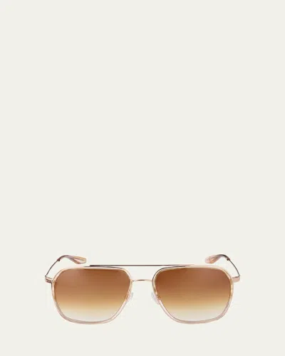 Barton Perreira Rizzo 58mm Aviator Titanium Sunglasses In Gold