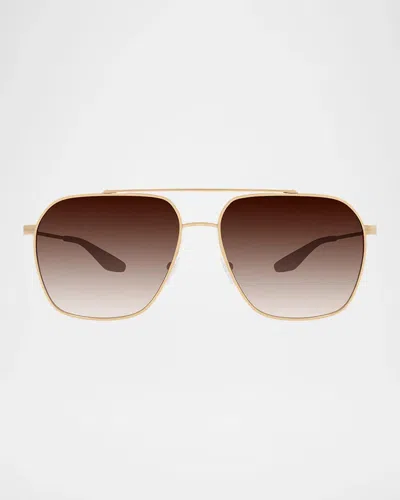 Barton Perreira Rizzo 60mm Aviator Titanium Sunglasses In Gold / Smo