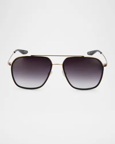 Barton Perreira Rizzo Titanium Navigator Sunglasses In Gold/black