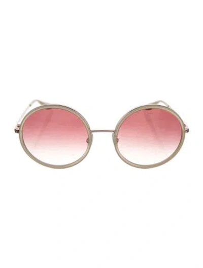 Pre-owned Barton Perreira Round Gradient Sunglasses In Black