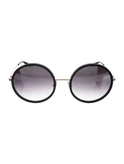 Pre-owned Barton Perreira Round Gradient Sunglasses In Black/gold