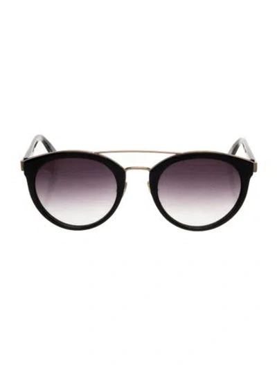 Pre-owned Barton Perreira Round Gradient Sunglasses In Black/gold