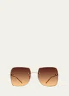 Barton Perreira Sharona Mahogany Titanium & Acetate Square Sunglasses