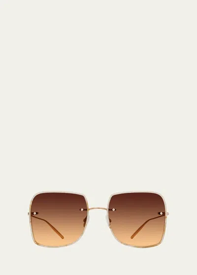 Barton Perreira Sharona Mahogany Titanium & Acetate Square Sunglasses In Sharona (rimless) Gold / Tusk / Mahogany Gradient (ar)