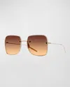 BARTON PERREIRA SHARONA MAHOGANY TITANIUM & ACETATE SQUARE SUNGLASSES