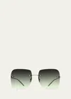 Barton Perreira Sharona Rimless Silver Titanium Square Sunglasses