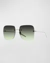 BARTON PERREIRA SHARONA RIMLESS SILVER TITANIUM SQUARE SUNGLASSES