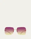 Barton Perreira Sharona Rimless Sun Kissed Titanium Square Sunglasses In Sharona (rimless) Rose Gold / Sun Kissed Gradient (ar)
