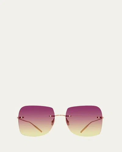 Barton Perreira Sharona Rimless Sun Kissed Titanium Square Sunglasses In Purple