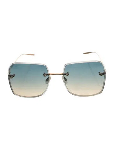 Pre-owned Barton Perreira Square Gradient Sunglasses In Gold