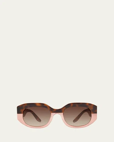 Barton Perreira Sueno Acetate Rectangle Sunglasses In Autumn Blaze/smokey Topaz