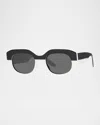 Barton Perreira Sueno Acetate Rectangle Sunglasses In Sueno Black And White Noir