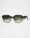 Barton Perreira Sueno Acetate Rectangle Sunglasses In Sueno Enchanted Forest Julep
