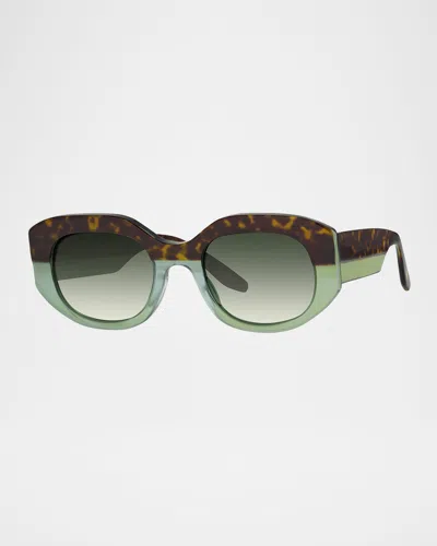 Barton Perreira Sueno Acetate Rectangle Sunglasses In Sueno Enchanted Forest Julep