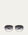 Barton Perreira Sully Aviator Titanium Sunglasses In Gold/jet