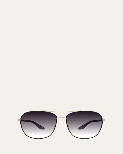 Barton Perreira Sully Aviator Titanium Sunglasses In Gold/jet