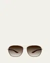 Barton Perreira Sully Aviator Titanium Sunglasses In Gold/tortoise