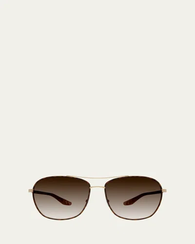 Barton Perreira Sully Aviator Titanium Sunglasses In Gold/tortoise
