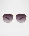 Barton Perreira Sully Aviator Titanium Sunglasses In Purple