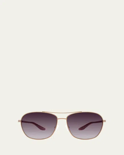Barton Perreira Sully Aviator Titanium Sunglasses In Rose