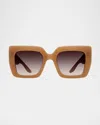 Barton Perreira Wailua Camel Zyl Butterfly Sunglasses In Camel Smokey Topaz