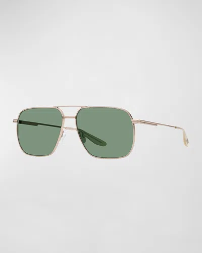 Barton Perreira X 007 Men's Royale Double-bridge Titanium Aviator Sunglasses In Gold Bottle Green