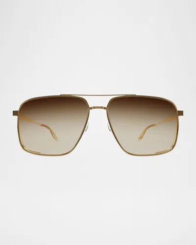 Barton Perreira X 007 Men's Scaramanga Titanium Aviator Sunglasses In Scaramanga 007 Gold Gold Rush