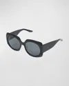 Barton Perreira X Sarah Hoover Delia Acetate Square Sunglasses In Black Noir