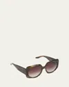 Barton Perreira X Sarah Hoover Delia Tortoise Acetate Square Sunglasses In Sulcata Tortoise Smokey Topaz