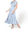 Baruni Aimee Foiled-finish Midi Dress In Sky Blue