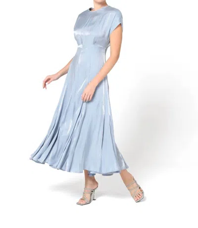 Baruni Aimee Foiled-finish Midi Dress In Sky Blue