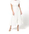 Baruni Aimee Satin Midi Dress In White
