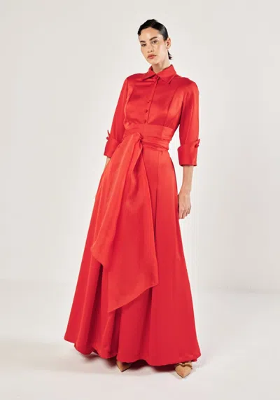 Baruni Allegra Shirt Dress In Red
