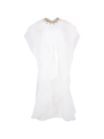 Baruni Almas Embellished Tie Maxi Dress In White