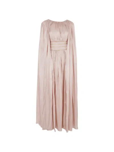 Baruni Basima Cape-sleeves Slit Maxi Dress In Pink