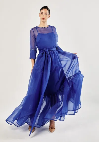 Baruni Beatrice Organza Occasion Dress. In Blue