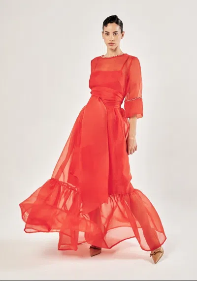 Baruni Beatrice Organza Occasion Dress. In Red