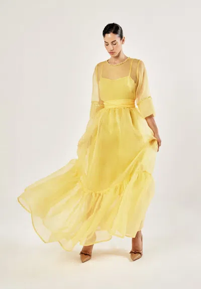 Baruni Beatrice Organza Occasion Dress. In Yellow
