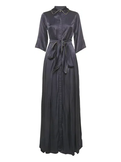 Pre-owned Baruni Belted Maxi Dress In Blue