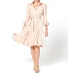 Baruni Carina Knee Length Flared Dress In Beige