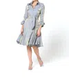 Baruni Carina Knee Length Flared Dress In Sky Blue